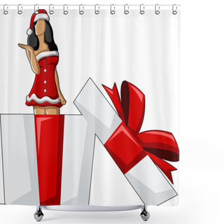 Personality  Girl Dressed Like Santa Claus Shower Curtains