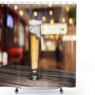 Personality  Mug Of Beer On Table Shower Curtains