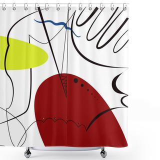 Personality  Abstract Vector Artwork, Inspired By Spanish Painter Joan Miro Shower Curtains