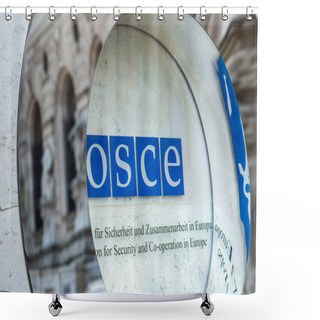 Personality  VIENNA, AUSTRIA - MAY 26: Signboard Of The  OSCE(Organization Fo Shower Curtains