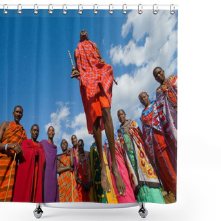 Personality  Masai Warriors Traditional Jumps Shower Curtains