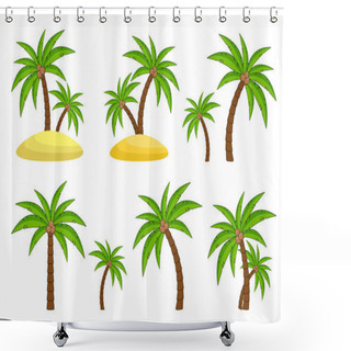 Personality  Palm Trees. Plants Of Tropical Forest. Landscape Elements For Design. Shower Curtains