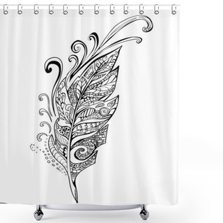 Personality  Doodle Feather Birds, Vector Illustration Shower Curtains