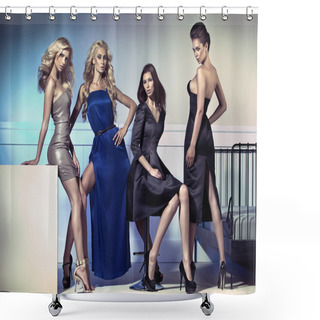 Personality  Fashion Picture Of Four Attractive Female Models Shower Curtains