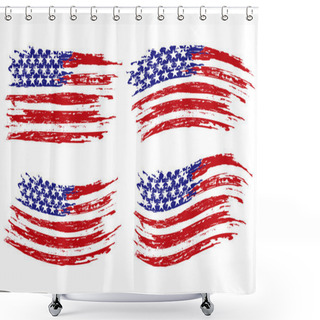 Personality  Set Of Four USA Flags Shower Curtains