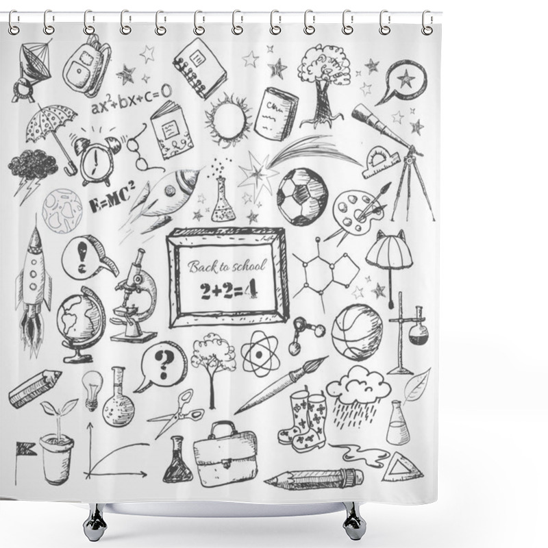Personality  Back To School Big Doodles Set. Shower Curtains