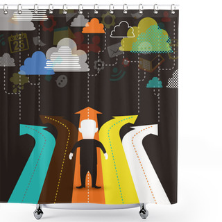 Personality  Flat Design Illustration Concept Of Selection Shower Curtains