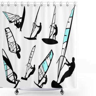 Personality  Windsurfing - Vector Set Shower Curtains