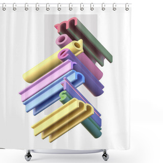 Personality  3d Inscription Modernism. Rendering Of Extra Long Bold Letters. Large Depth Extrude Font With Bevel. Word Pop Up In Two Diagonal Directions. Soft Light Smooth Glossy Reflections  Shower Curtains