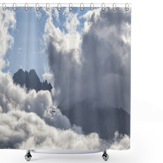 Personality  Small Plane In Big Clouds. Shower Curtains