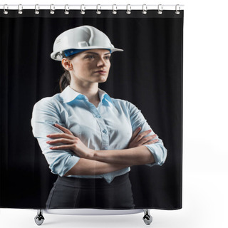 Personality  Female Architect In Helmet Shower Curtains