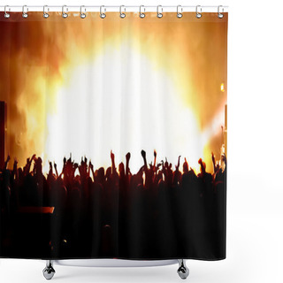 Personality  Silhouettes Of Concert Crowd In Front Of Bright Stage Lights Shower Curtains