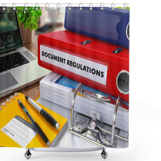 Personality  Red Ring Binder With Inscription Document Regulations Shower Curtains