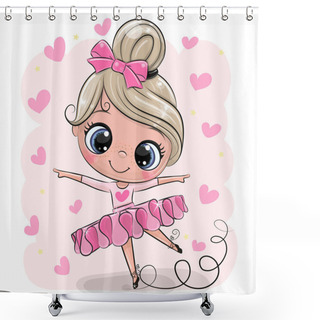 Personality  Cute Cartoon Ballerina On A Pink Background Shower Curtains