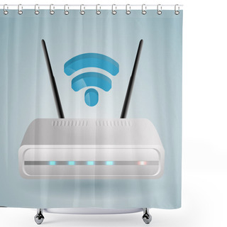 Personality  Wireless Router. Vector Illustration Shower Curtains