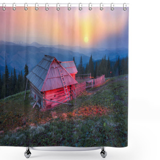 Personality  Magic House In Mountains Shower Curtains