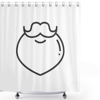 Personality  Christmas Santa Claus Beard Thin Line Icon. New Year Celebration Outline Hipster Pictogram. Xmas Winter Element. Vector Simple Flat Linear Design. Logo Illustration. Santa Beard Symbols. Shower Curtains