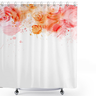 Personality  Watercolor Background With Roses Shower Curtains