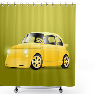 Personality  Tuning Yellow Retro Car, Vector Shower Curtains