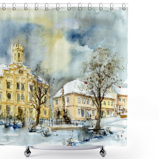 Personality  City Hall In Winter Shower Curtains
