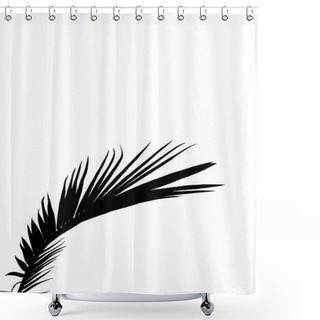 Personality  Black Palm Leaf Silhouette On Pure White Background, A Delicate Gray Silhouette Of A Coconut Leave, Creating A Tranquil And Minimalist Aesthetic. Shower Curtains