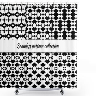 Personality  Rhombuses, Diamonds, Lozenges, Hexagons Seamless Patterns Collection. Folk Prints. Ethnic Ornaments Set. Tribal Wallpapers Kit. Geometrical Backgrounds. Retro Motif. Abstract Images. Vectors Bundle. Shower Curtains