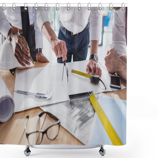 Personality  Team Of Architects Working In Office Shower Curtains