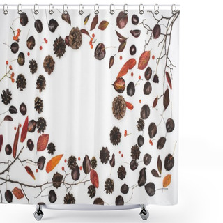 Personality  Dried Autumn Leaves And Pine Cones Shower Curtains