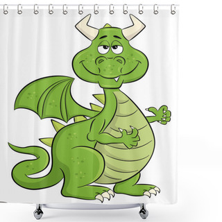 Personality  Sleepy Smiling Cartoon Dragon Shower Curtains