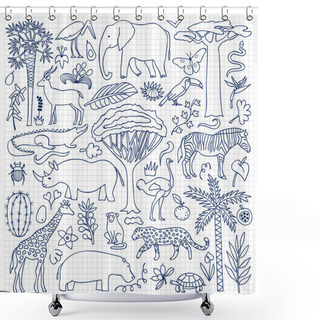 Personality  Hand Drawn Africa Set Shower Curtains