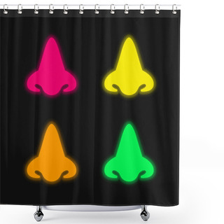 Personality  Big Nose Four Color Glowing Neon Vector Icon Shower Curtains