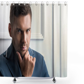 Personality  Thoughtful Young Stylish Guy With Stubble Shower Curtains