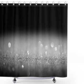 Personality  Sparking Silver Glitter With Sparking Bokeh On Black Background Shower Curtains