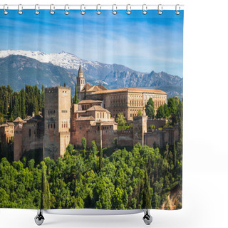 Personality  View Of The Famous Alhambra, Granada, Spain. Shower Curtains