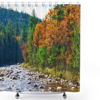 Personality  Swift River At Autumn Shower Curtains