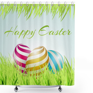Personality  Vector Background For Happy Easter With Eggs. Shower Curtains
