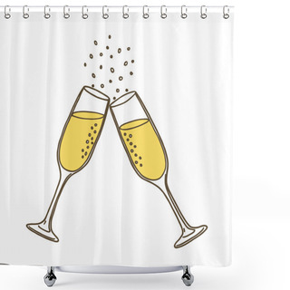 Personality  Champagne Glasses. Vector Illustration Shower Curtains