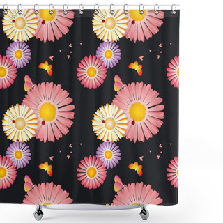 Personality  Springtime Colorful Floral Butterfly Seamless Pattern Shower Curtains