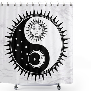 Personality  Yin Yang Symbol With Moon And Sun Shower Curtains