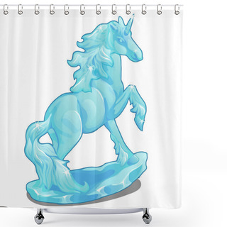 Personality  Ice Figurine Magical Unicorn. Vector Isolated Shower Curtains