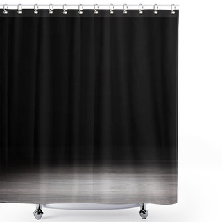 Personality  Light Grey Striped Wooden Textured Background On Black Shower Curtains