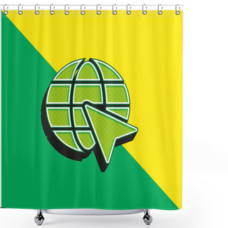 Personality  Arrow On Eart Green And Yellow Modern 3d Vector Icon Logo Shower Curtains