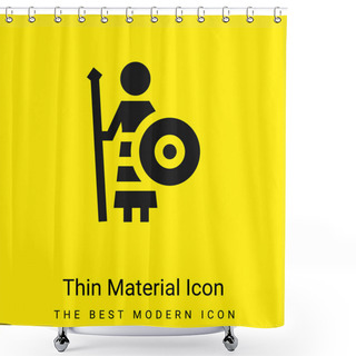 Personality  Athena Minimal Bright Yellow Material Icon Shower Curtains