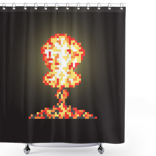 Personality  Colored Atomic Explosion In Pixel Art With Flash Shower Curtains