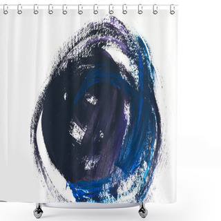 Personality  Abstract Painting With Dark Blue And Violet Brush Strokes On White Shower Curtains