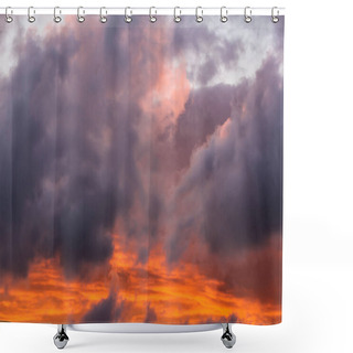 Personality  Picturesque Clouds In The Sky Backlit By The Sun. Shower Curtains