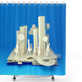 Personality  Pop-Up Book - Busy City Life Shower Curtains