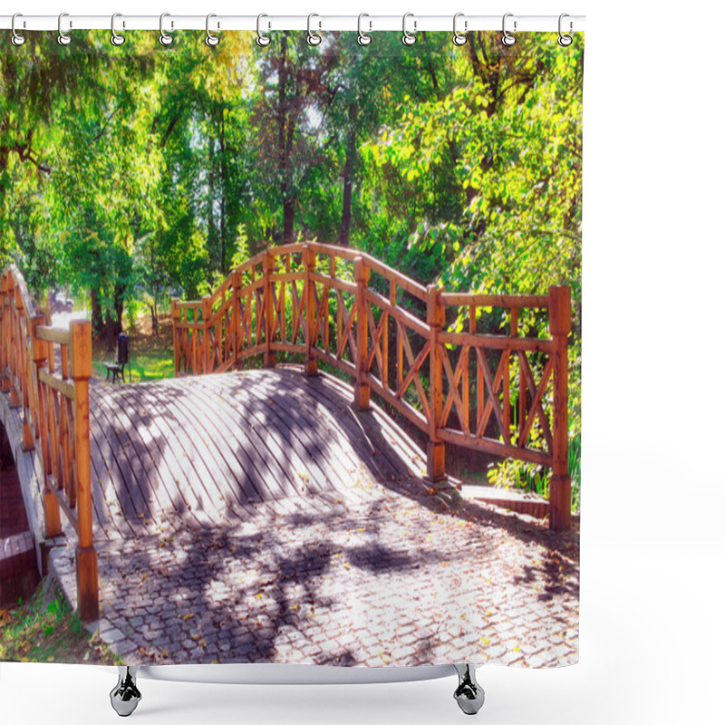 Personality  Bridge In Park Shower Curtains