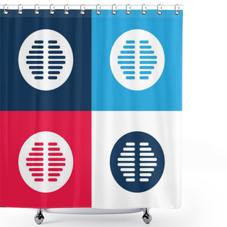 Personality  Bathroom Drainage Of Circular Shape Blue And Red Four Color Minimal Icon Set Shower Curtains