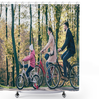 Personality  Happy Family Riding Bikes In Park Shower Curtains